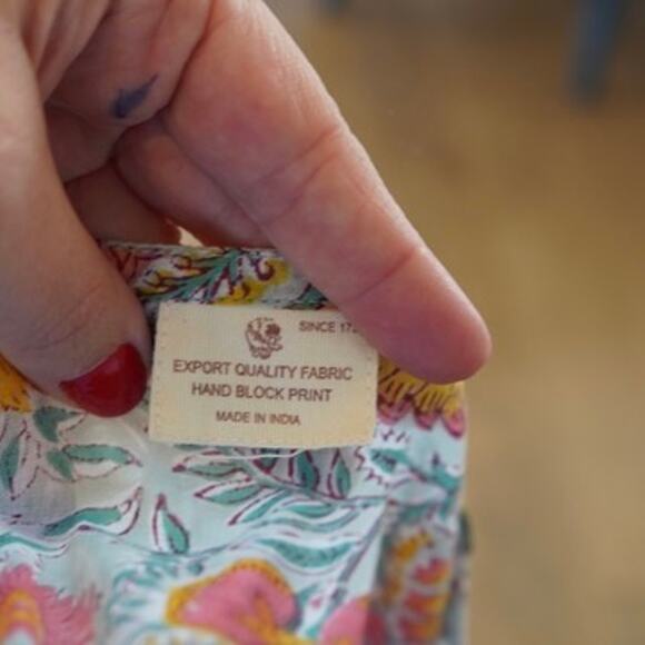 Hand Block Print Made in India One Size Kaftan - Picture 3 of 8